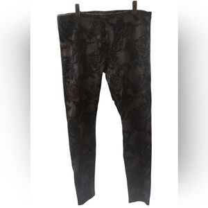 Hue Brocade Black & Gray Textures Leggings SZ L